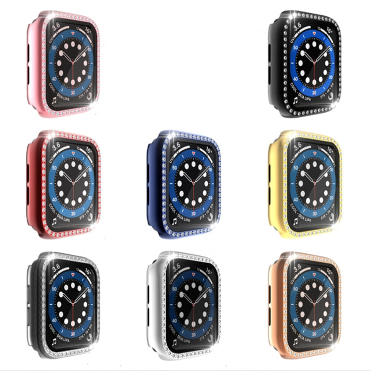 Electroplating PC Single Row Diamond Protective Case with Tempered Glass Film For Apple Watch Series