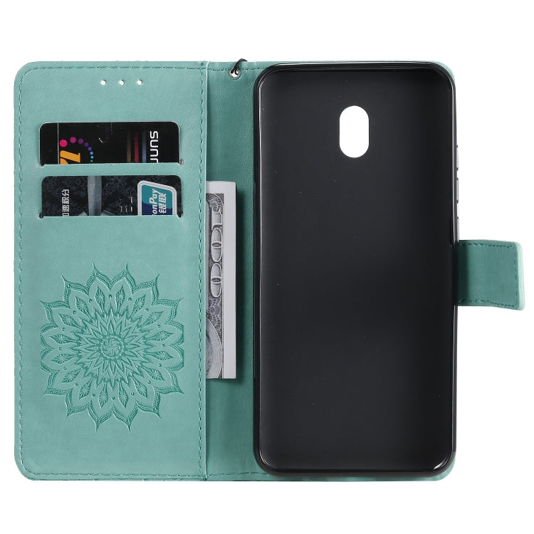 Pressed Printing Sunflower Pattern Horizontal Flip PU Leather Case with Holder & Card Slots & Wallet & Lanyard