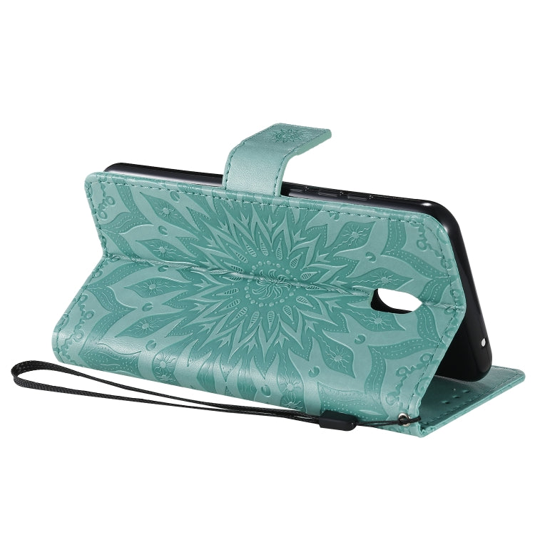 Pressed Printing Sunflower Pattern Horizontal Flip PU Leather Case with Holder & Card Slots & Wallet & Lanyard