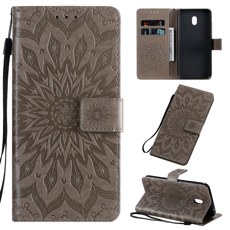 Pressed Printing Sunflower Pattern Horizontal Flip PU Leather Case with Holder & Card Slots & Wallet & Lanyard