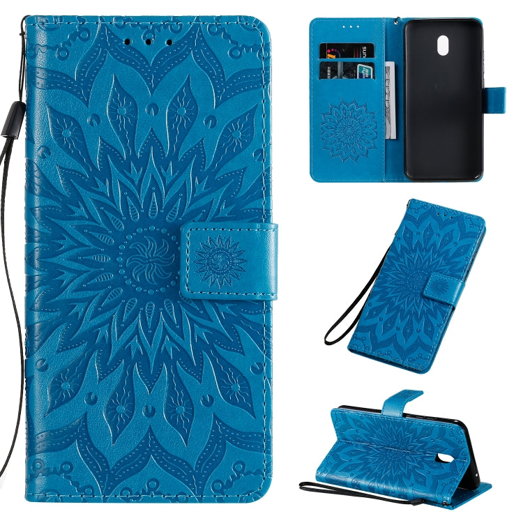 Pressed Printing Sunflower Pattern Horizontal Flip PU Leather Case with Holder & Card Slots & Wallet & Lanyard