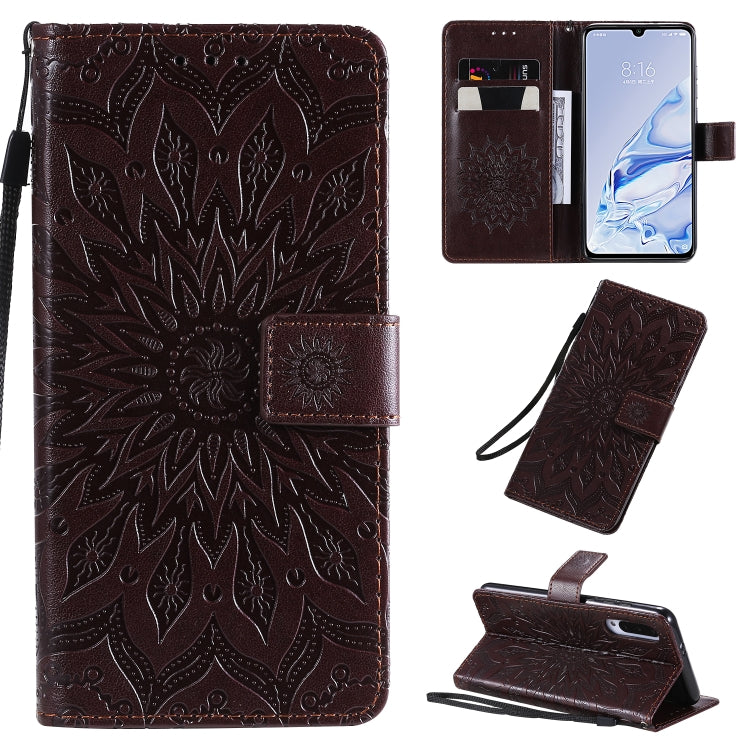 Pressed Printing Sunflower Pattern Horizontal Flip PU Leather Case with Holder & Card Slots & Wallet & Lanyard