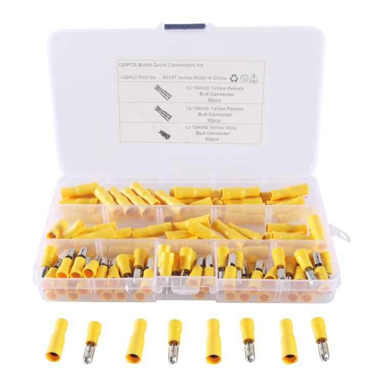 120 PCS Yellow AWG12~10 Bullet Male and Female Terminal Cold Press Terminal