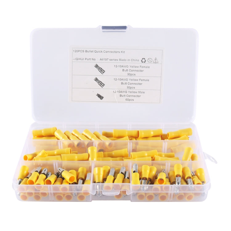 120 PCS Yellow AWG12~10 Bullet Male and Female Terminal Cold Press Terminal