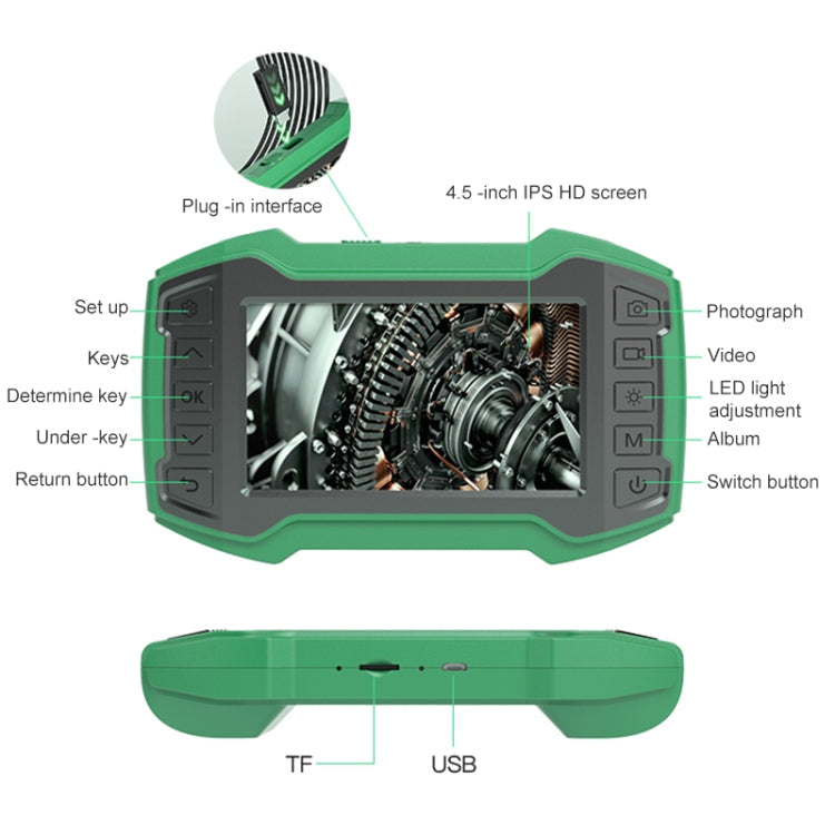 inskam452-2 Dual-lens 4.5 inch IPS Screen 1080P HD Endoscope 200W Pixel Industrial Endoscope, Reluova