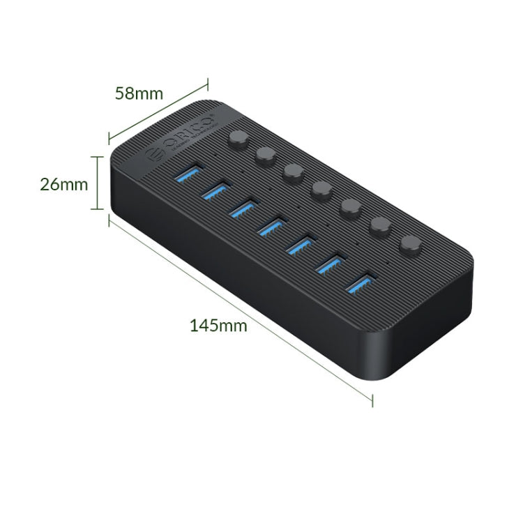 ORICO CT2U3-7AB-WH 7 In 1 Plastic Stripes Multi-Port USB HUB with Individual Switches