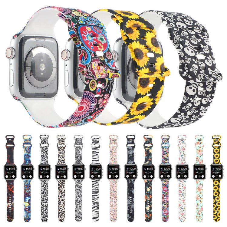 8-buckle Printed Replacement Strap Watchband For Apple Watch Series