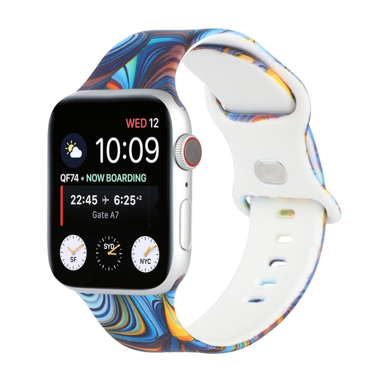 8-buckle Printed Replacement Strap Watchband For Apple Watch Series