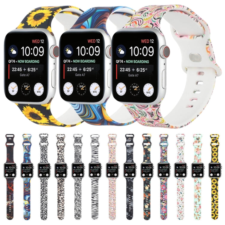 8-buckle Printed Replacement Strap Watchband For Apple Watch Series