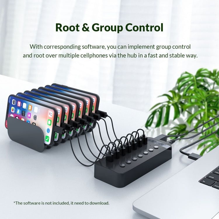 ORICO CT2U3-10AB-WH 10 In 1 Plastic Stripes Multi-Port USB HUB with Individual Switches, My Store