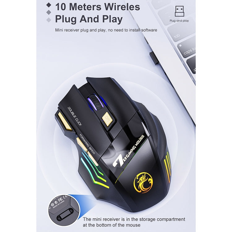 iMICE GW-X7 7-button Silent Rechargeable Wireless Gaming Mouse with Colorful RGB Lights My Store