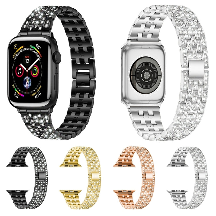 Five-beads Diamond Steel Replacement Strap Watchband For Apple Watch Series