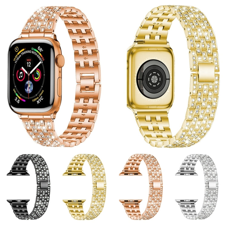 Five-beads Diamond Steel Replacement Strap Watchband For Apple Watch Series