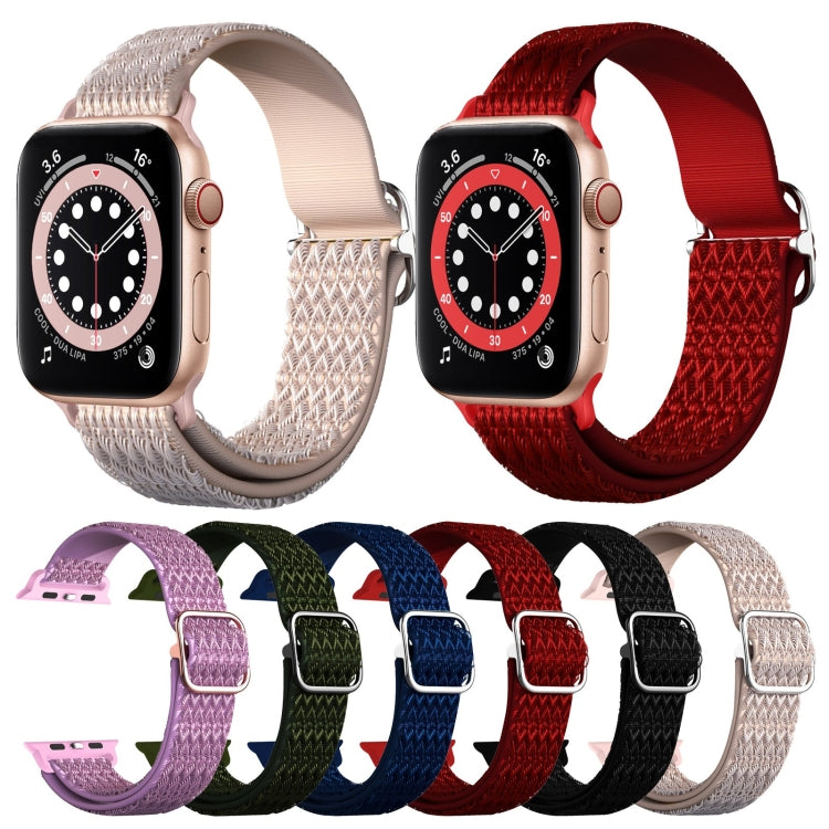 Adjustable Rhombic Texture Elastic Replacement Strap Watchband For Apple Watch Series