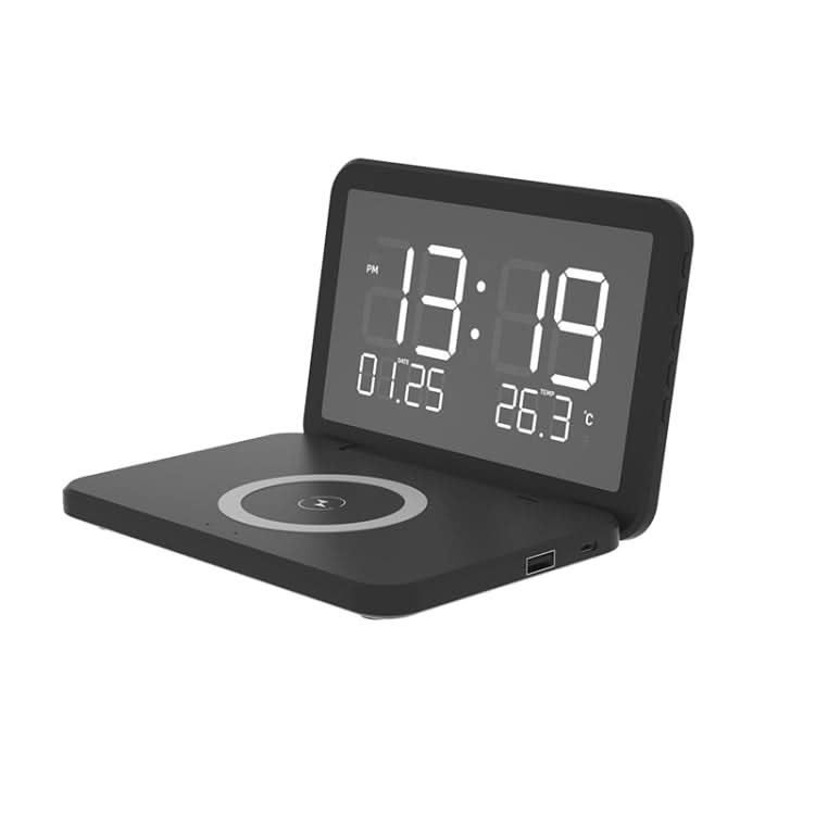 SY-118 15W Foldable Mirror Surface Perpetual Desk Calendar Clock Wireless Charger with Alarm Clock & Three-level Brightness Adjustable Function