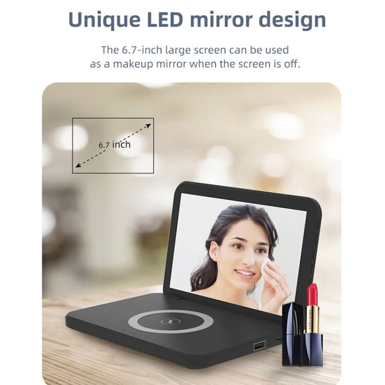 SY-118 15W Foldable Mirror Surface Perpetual Desk Calendar Clock Wireless Charger with Alarm Clock & Three-level Brightness Adjustable Function