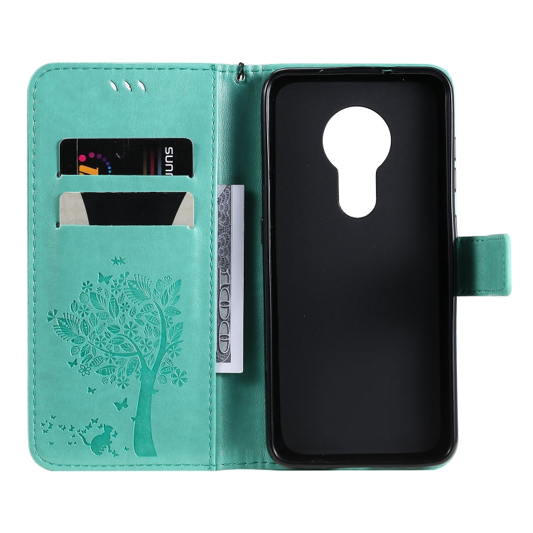 Tree & Cat Pattern Pressed Printing Horizontal Flip PU Leather Case with Holder & Card Slots & Wallet & Lanyard, Series 1