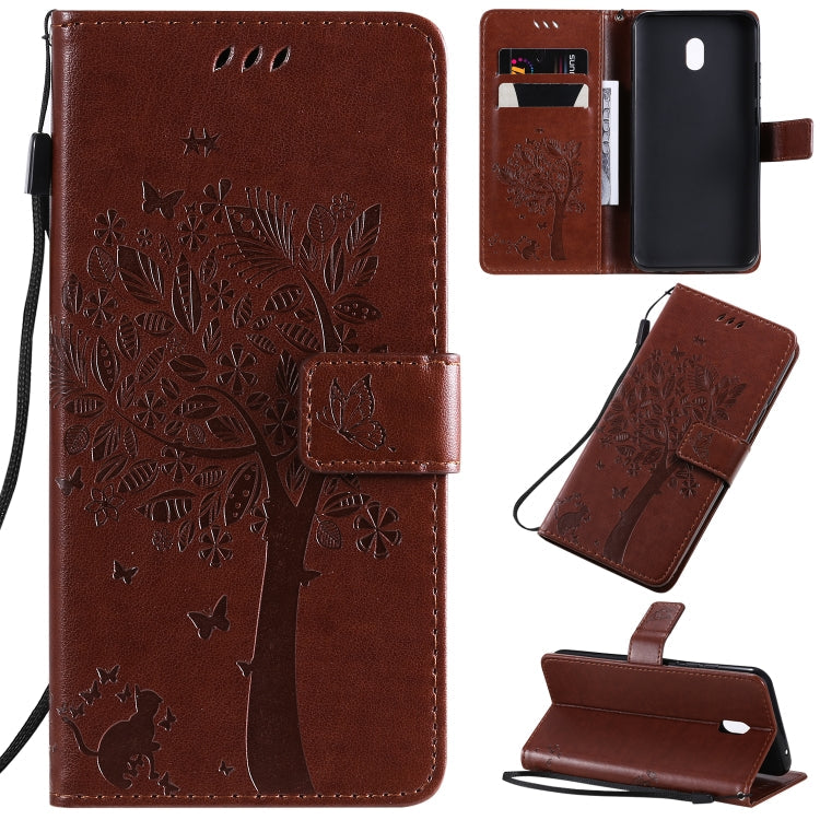 Tree & Cat Pattern Pressed Printing Horizontal Flip PU Leather Case with Holder & Card Slots & Wallet & Lanyard, Series 2 My Store