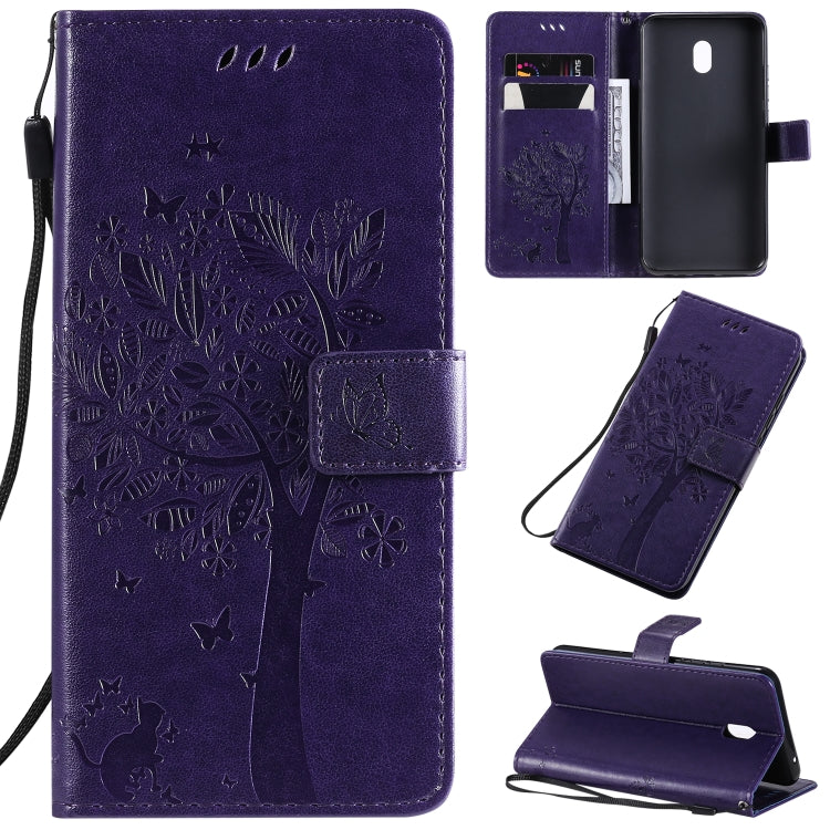 Tree & Cat Pattern Pressed Printing Horizontal Flip PU Leather Case with Holder & Card Slots & Wallet & Lanyard, Series 2 My Store