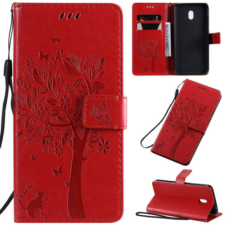 Tree & Cat Pattern Pressed Printing Horizontal Flip PU Leather Case with Holder & Card Slots & Wallet & Lanyard, Series 2 My Store