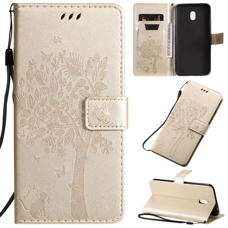 Tree & Cat Pattern Pressed Printing Horizontal Flip PU Leather Case with Holder & Card Slots & Wallet & Lanyard, Series 2 My Store