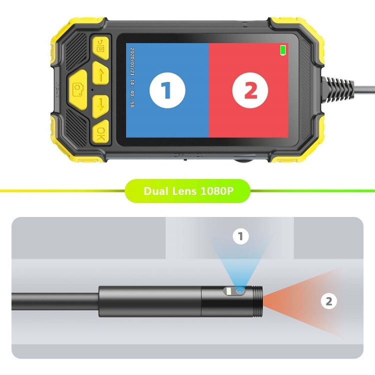 Y19 8mm Dual Lens Hand-held Hard-wire Endoscope with 4.3-inch IPS Color LCD Screen