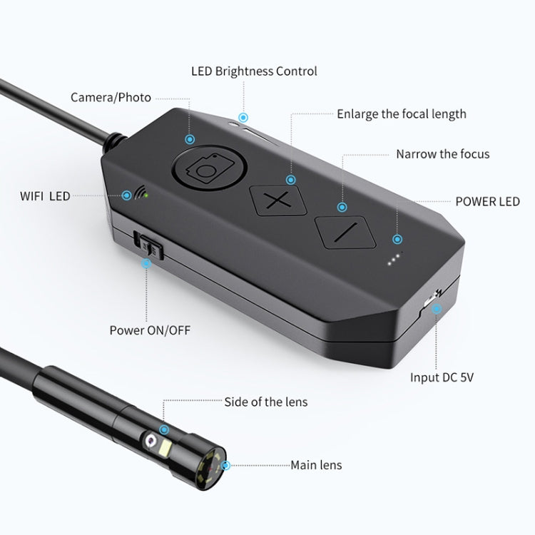 Y17 5MP 12mm Dual-lens HD Autofocus WiFi Industrial Digital Endoscope Zoomable Snake Camera Reluova