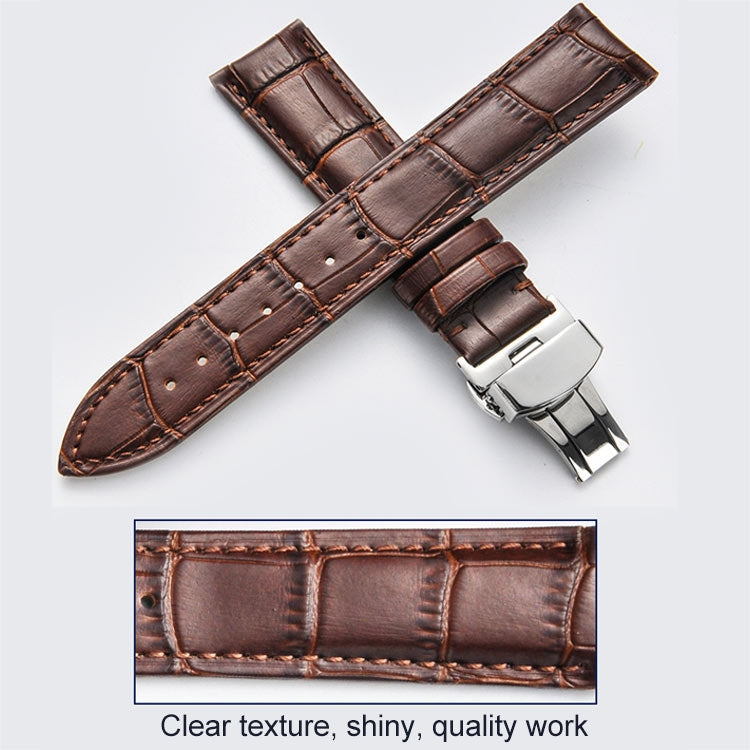 Classic Cowhide Leather Gold Butterfly Buckle Replacement Strap Watchband