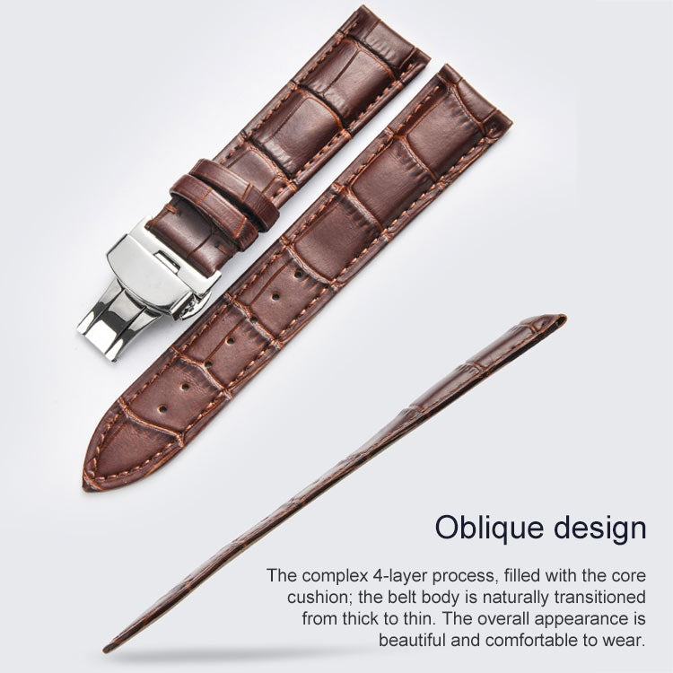 Classic Cowhide Leather Gold Butterfly Buckle Replacement Strap Watchband