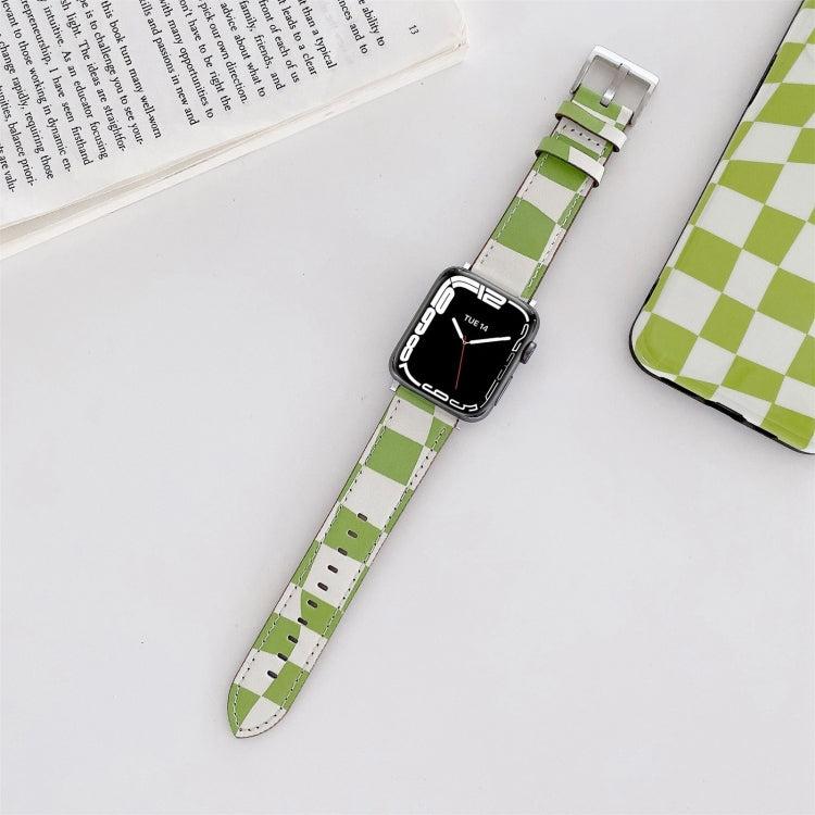 Checkerboard Leather Replacement Strap Watchband For Apple Watch