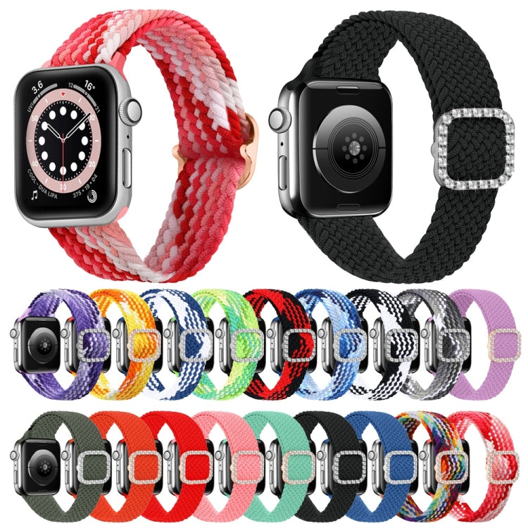 Adjustable Nylon Braided Elasticity Diamond Buckle Replacement Strap Watchband For Apple Watch Series, Series 1