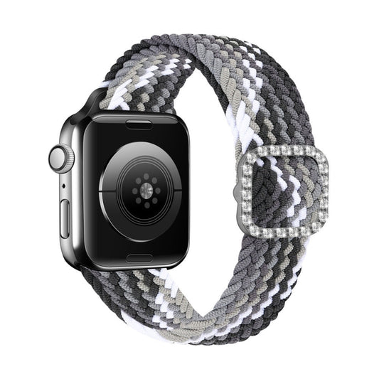 Adjustable Nylon Braided Elasticity Diamond Buckle Replacement Strap Watchband For Apple Watch Series, Series 2