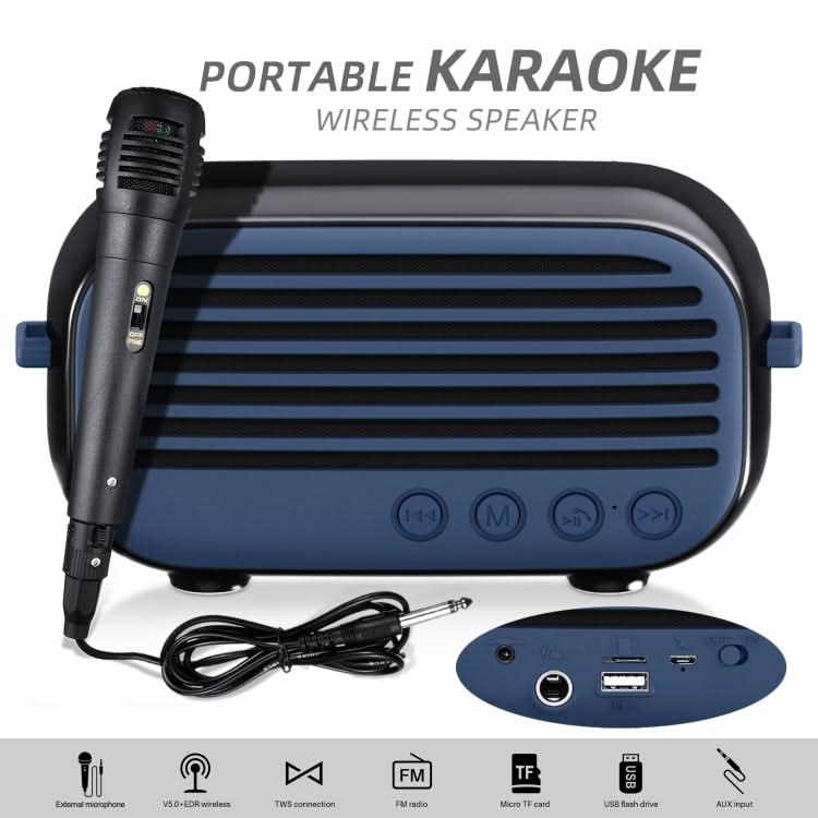 New Rixing NR-3000M Bluetooth 5.0 Portable Karaoke Wireless Bluetooth Speaker with Microphone & Shoulder Strap