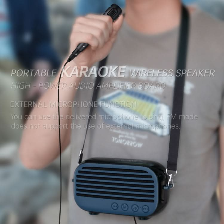 New Rixing NR-3000M Bluetooth 5.0 Portable Karaoke Wireless Bluetooth Speaker with Microphone & Shoulder Strap