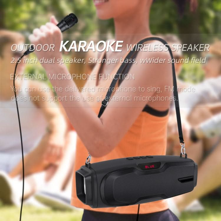 New Rixing NR-6012M Bluetooth 5.0 Portable Outdoor Karaoke Wireless Bluetooth Speaker with Microphone & Shoulder Strap