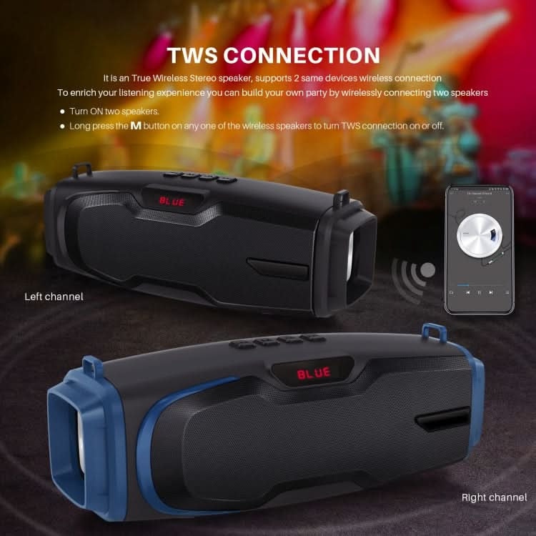 New Rixing NR-6012M Bluetooth 5.0 Portable Outdoor Karaoke Wireless Bluetooth Speaker with Microphone & Shoulder Strap