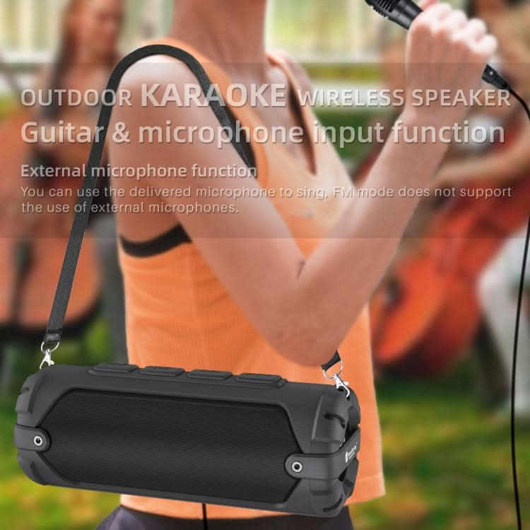 New Rixing NR-6013M Bluetooth 5.0 Portable Outdoor Karaoke Wireless Bluetooth Speaker with Microphone & Shoulder Strap