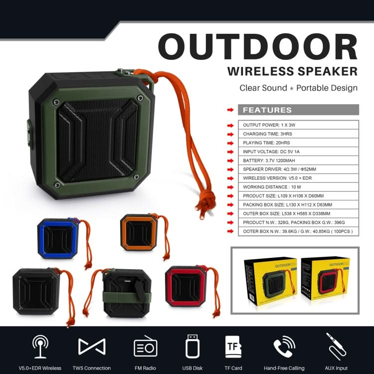 New Rixing NR-103 Mini TWS Bluetooth Speaker with Lanyard