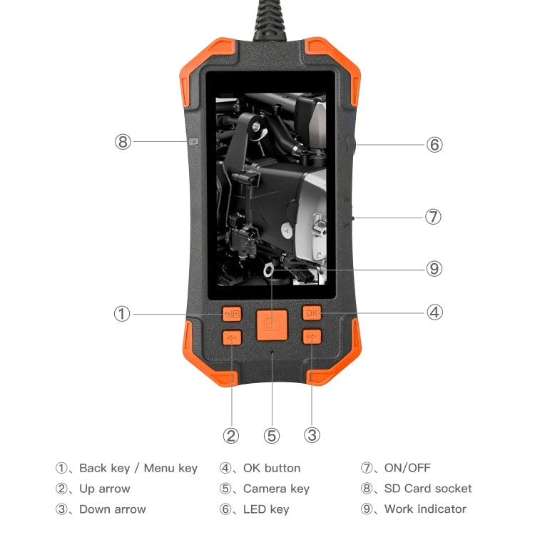 T20 4.3 inch IPS Color Screen 7.9mm Dual Cameras Waterproof Hard Cable Digital Endoscope Reluova