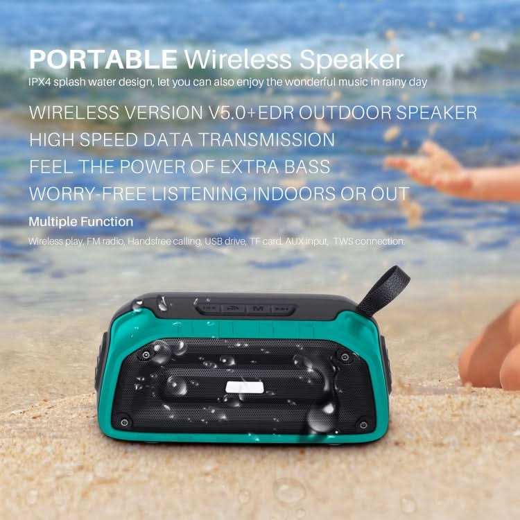 New Rixing NR-906 TWS Waterproof Bluetooth Speaker Support Hands-free Call / FM with Handle