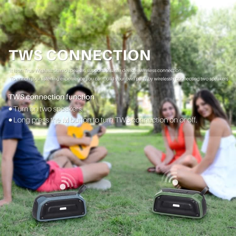 New Rixing NR-906 TWS Waterproof Bluetooth Speaker Support Hands-free Call / FM with Handle