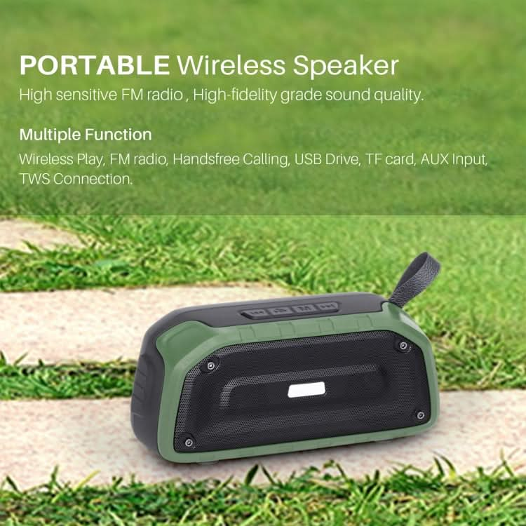 New Rixing NR-906FM TWS Waterproof Bluetooth Speaker Support Hands-free Call / FM with Handle & Antenna