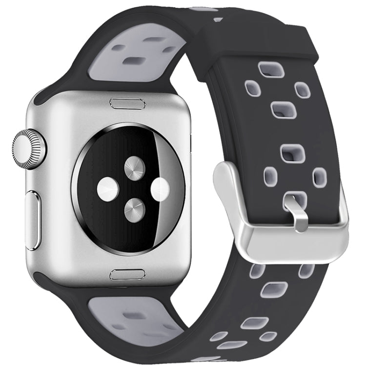 Square Hole Two-color Silicone Buckle Replacement Strap Watchband For Apple Watch Series