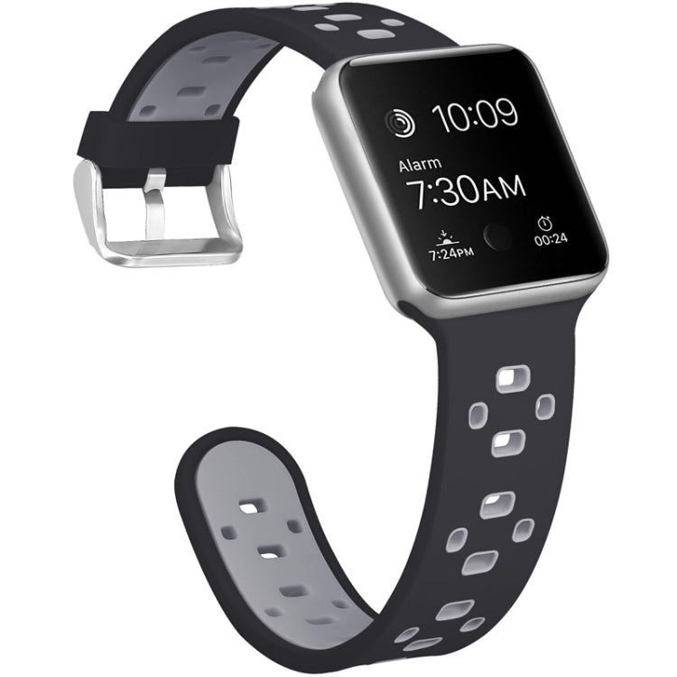 Square Hole Two-color Silicone Buckle Replacement Strap Watchband For Apple Watch Series