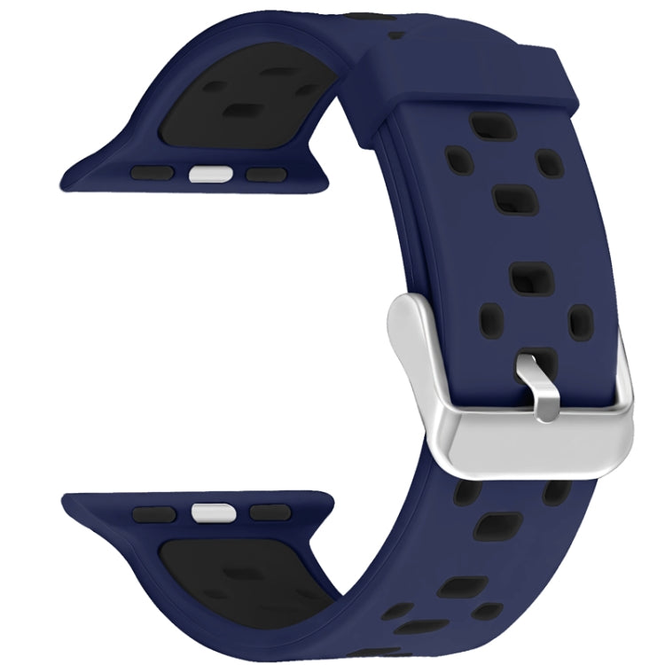 Square Hole Two-color Silicone Buckle Replacement Strap Watchband For Apple Watch Series