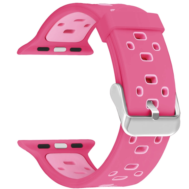 Square Hole Two-color Silicone Buckle Replacement Strap Watchband For Apple Watch Series