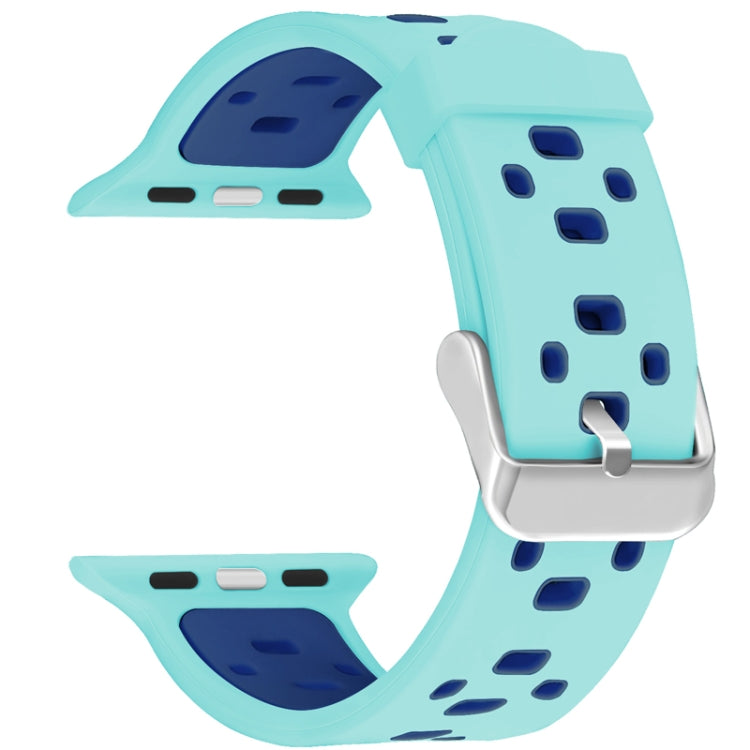 Square Hole Two-color Silicone Buckle Replacement Strap Watchband For Apple Watch Series