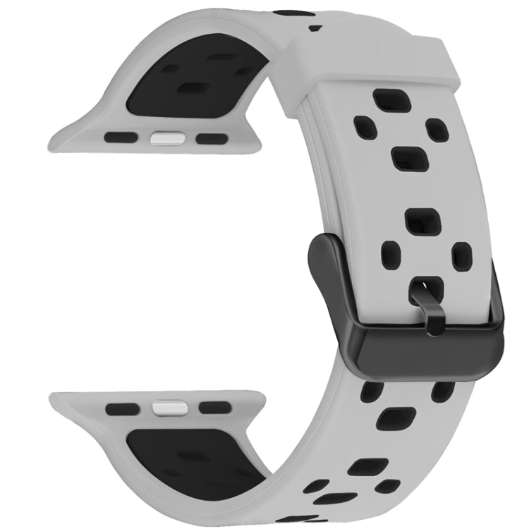 Square Hole Two-color Silicone Buckle Replacement Strap Watchband For Apple Watch Series