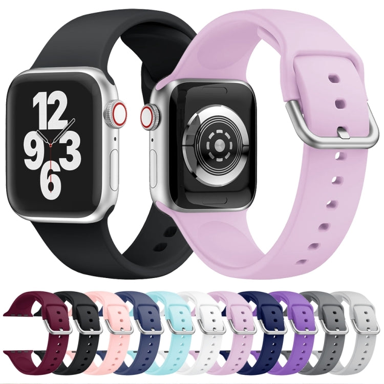 Single-color Silicone Buckle Replacement Strap Watchband For Apple Watch Series