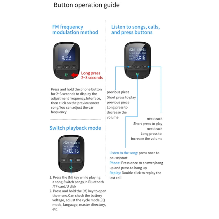 BT06 1.4 inch Car MP3 Player FM Transmitter QC3.0 Quick Charge Support Bluetooth Handsfree / TF Card ÎҵÄÉ̵ê